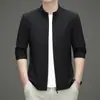 Ropa de Moda Casual para Hombres de Mediana Edad con Cuello Alto Protección Solar Verano 2026 Nuevo Estilo Ligera Sencilla a la Moda Chaqueta de una Sola Capa