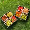Caja de Empaque para Sushi Fruta de Corte Cuadrado Único/Cuatro Piezas Bolsa para Llevar Picnic Postre Fruta Caja de Empaque para Pastel de Cuatro Piezas