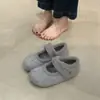 Zapatos de Plataforma Mary Jane de Lana con Piel para Mujer 2026 Otoño/Invierno Forro Cálido Zapatos Individuales Velcro Birken Zapatos de Algodón