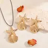 Pendientes Exagerados y Conjunto de Collar de Estrella de Mar Europeos y Americanos Transfronterizos, Versátil y de Moda Estilo Vacaciones Oceánicas Conjunto de Joyería de Lujo Ligero