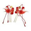 Horquilla Roja de Año Nuevo Estilo Chino para Niños, Adorno para el Cabello de Año Nuevo para Niñas, Accesorios para el Cabello Hanfu Estilo Antiguo, Horquilla con Borla para Niñas Pequeñas