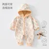 Ropa exterior con capucha acolchada de algodón para bebé, mameluco de forro polar compuesto para bebés, traje de gateo de otoño e invierno, mameluco cortavientos para niños
