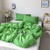Estilo INS color sólido algodón puro algodón lavado artículo individual funda de edredón funda de edredón 100% algodón juego de tres piezas estudiante doble juego de tres piezas ropa de cama