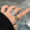 Joyería de comercio exterior europea y americana anillo de caballo con patrón irregular cóncavo-convexo creativo estilo ins anillo geométrico para dedo índice de mujer