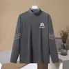 Playera Térmica de Otoño e Invierno para Hombre de Manga Larga con Cuello Medio Alto, Marca de Moda, Máxima Calidad, Ropa para Hombre