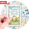 Compra direta transfronteiriça de 50 adesivos de texto inspirador de poesia vintage para decoração de diário artístico, adesivos de caderno à prova d'água