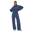 211468 -1 Otoño e Invierno Nuevo Estilo Personalizado Europeo y Americano Color Puro Cuello Redondo Manga Larga Sudadera Moda Femenina Traje Casual de Pantalón