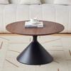 Mesa de centro de madera maciza color crema con forma de tronco, estilo nórdico, para sala de estar, apartamento pequeño, moderna, sencilla, redonda y móvil.
