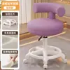 Taburete Pequeño Giratorio para Uso en Casa en la Sala de Estar, Taburete Bajo con Ruedas, Taburete para Cambiar Zapatos, Taburete de Costura con Lana de Cordero