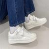 Estilo Rompedor Chic de Nicho Zapatos de Plataforma de Mezclilla Tipo Pan para Mujer Tendencia Versátiles Zapatos de Skate Aumentadores de Altura Blancos para Estudiantes Mujeres