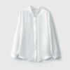 Camisa de Seda Crepe Cetim Estilo Nacional com Gola Alta e Manga Longa para Mulheres, Blusa de Cetim para Primavera