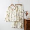 Pijama de Algodão Musseline Dupla com Gola de Boneca para Meninas - Coleção Nova Primavera e Outono - Verão Fino Casual para Casa