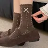 Meias femininas de outono e inverno até a panturrilha com bolinhas tridimensionais e laços, meias femininas versáteis estilo coreano, meias de algodão puro