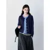 Suéter de punto retro, multicolor patchwork, cuello redondo, manga corta para mujer, nueva colección 2026