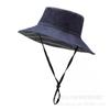 Sombrero para el Sol para Mujer Verano Ala Ancha Denim Parasol Sombrero Cubo Montañismo al Aire Libre Cubre Rostro Sombrero de Pescador Plegable con Cuerda