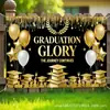 Banner de telón de fondo para fiesta de graduación transfronteriza, telón de fondo negro y dorado "Felicitaciones por la Graduación", fondo de decoración para ceremonia de graduación