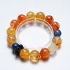 [Fruta de la Selva] Pulsera de Cristal de Granate Natural para Mujer La Más Fácil de Combinar Flor Amarilla Pegamento Rojo Flor Roja Pulsera Venta al por Mayor
