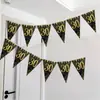 Vendas Diretas de Fábrica Transfronteiriças Popular Preto e Dourado Banners de Aniversário Decoração de Festa Montagem de Ambiente Banner Bunting
