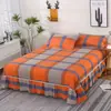 Saia de Cama Escovada Colcha Peça Única Lavada Cama de 1,8m Capa Protetora Amiga da Pele para Dormir Nu Moda Saia de Renda Cama Lençóis de Cama
