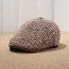 Boina de tweed elegante coreana 2026 nova para mulheres, boné de moda outono e inverno para o dia a dia que faz o rosto parecer menor e é moderno