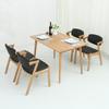 Silla de comedor de madera maciza al por mayor de fábrica Nórdica bolsa suave reposabrazos de ángulo recto en forma de 7 color de tronco silla de comedor de madera maciza para restaurante