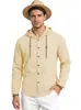 Camiseta com capuz masculina para primavera-verão estilo americano Amazon transfronteiriça, cor sólida versátil de algodão e linho, esportiva casual, camisa personalizada