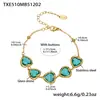 Acero Inoxidable Corazón Cortado Borde de Pan Piedra de Vidrio Bola de Acero Conjunto de Collar Pulsera Aretes Chapado en Oro Real de 18K Que No Se Desvanece