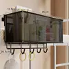 Cesta colgante para mesita de noche de dormitorio, estante de almacenamiento para barandilla de cama para productos de cuidado de la piel y cargadores, porta pañuelos, marcadores y teléfono para la oficina