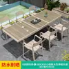 Mesa y Silla de Exterior Patio Jardín Terraza Exterior Balcón Nórdico Creativo Ocio Combinación de Mesa y Silla Retráctil para Varias Personas