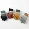 Luvas de Tricô Femininas Camada Dupla Forradas com Fleece Espessadas à Prova de Frio Dedos Livres Quentes para Uso Externo Ciclismo Venda por Atacado pelo Fabricante