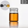 En stock: Viales de vidrio de 22 mm de diámetro, color ámbar, con tapas de rosca, adecuados para dispensar muestras, a prueba de luz, herméticos y resistentes a la humedad, tamaño mini