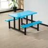 Mesa y Sillas de Comedor Combinadas Conectadas de Acero Inoxidable para Restaurante, Comedor Escolar, Fábrica, Comedor de Empleados 4 Personas 6 Personas 8 Personas Mesa y Sillas de Comedor
