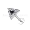 Pendientes de Titanio F136 Triangulares con Circonita Gota de Agua Estrella de Cinco Puntas Clavos para Cartílago Auricular Aleación de Titanio G23 Aleación de Cobre Piercing para Labio