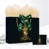 Bolsa de papel para regalo de Navidad con diseño de moño, fabricante transfronterizo de comercio exterior, envío gratuito, se puede etiquetar e imprimir para recogida propia