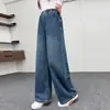 Calça jeans wide leg para meninas, coleção primavera/outono 2026, novo estilo para meninas mais velhas, calça de perna reta, modelagem solta, calça longa de outono para meninas