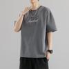 Camiseta de Algodón Puro de Manga Corta para Niños Talla Grande de Verano Marca de Moda Holgada Marca de Moda Holgada Combinación Versátil Manga Corta Cuello Redondo Mangas de Media Longitud de Moda