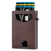 Porta-Cartões Magnético Pop-Up Ultra Fino de Empurrar Lateral Transfronteiriço Carteira Multifuncional com Tampa Flip de Couro Genuíno Anti-Roubo Rfid de Grande Capacidade