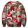 Sudadera de cuello redondo para hombre con estampado digital 3D de Navidad y Halloween europea y americana, camiseta básica casual de manga larga para mujer
