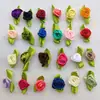 Rosa de cinta de 1.5CM flor pequeña hoja de ocho caracteres hecha a mano dos puntos rosa té Guirnalda DIY Tocado empaque de regalo flor pequeña