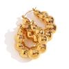 Pendientes de moda transfronteriza europea y americana, simples, de nicho, personalizados, de acero inoxidable chapado en oro de 18 quilates, con cuentas de nube huecas para mujer