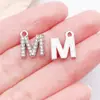 26 Letras Maiúsculas Cravejadas de Diamantes em Inglês, Acessórios de Joias em Liga de Zinco K Branco, Pingentes para DIY, Brincos, Pulseiras, Pingentes