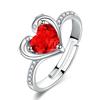 Dulce Moda Simétrico Anillo de Diamantes con Forma de Corazón de Delfín Doble Abertura Gema Cristal Delfín Anillo de Amor Rojo y Rosa Púrpura