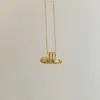 Colar Corrente de Cintura Broche Estilo Ins Transfronteiriço, Joia de Nicho com Corrente de Clavícula Cravejada de Diamantes, Pingente de Cobre Simples e Versátil