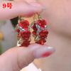 Aretes rojos de alta gama aretes únicos para mujer aretes estilo occidental 2023 nuevos aretes geométricos de nicho populares de moda