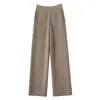 Calça de Cashmere Estreita de Pernas Largas 2026 Outono e Inverno Nova Feminina de Cintura Alta Fluida Casual Cor Sólida Elegante Quente de Pernas Retas