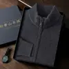 Nuevo Cardigan de Punto para Hombre 2025 Otoño e Invierno, de Cachemira, Punto de Lingote, Cuello Medio Alto, con Cremallera, Manga Larga y Bolsillos