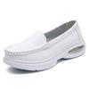 Sapatos de Enfermagem com Amortecimento a Ar Femininos Solado Macio Respiráveis Antiodor Antiderrapantes Sem Cadarços Couro Cuidado com a Beleza Especiais para Trabalho em Hospital