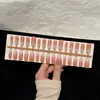 Gradiente de melocotón con borde de menta, 30 piezas, uñas postizas hechas a mano, diseño ojo de gato con cuentas de vidrio totalmente hecho a mano, estilo nuevo, puntas de uñas prefabricadas