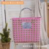 Bolsa Tejida de Plástico para la Celebración del Internet Tailandés 2025 Bolso de Mano Cesta con Bolsa Tejida Color de Contraste Cuadros Bolso de Playa de Nicho para Vacaciones