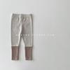 2024 Niñas Bebé Nuevo Algodón Estilo Coreano Leggings de Alta Elasticidad con Combinación de Colores Pantalones Acanalados Color Caramelo